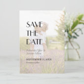 Minimalistische moderne art deco bruiloft voorfoto save the date (Staand voorkant)