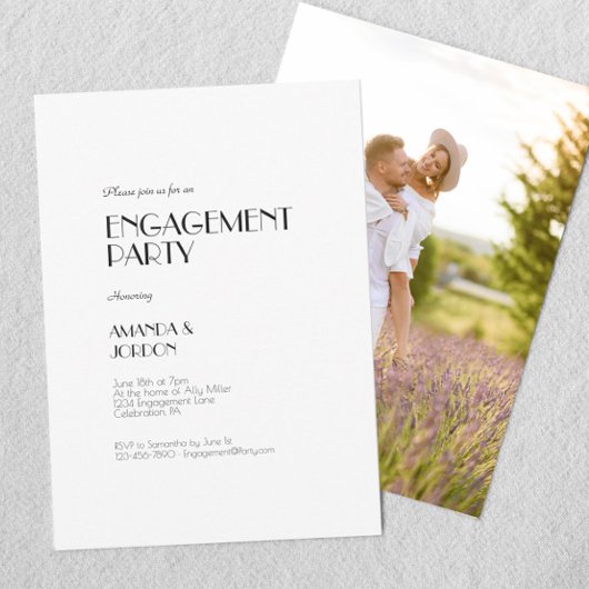 Minimalistische moderne Art Deco Engagement Party Kaart