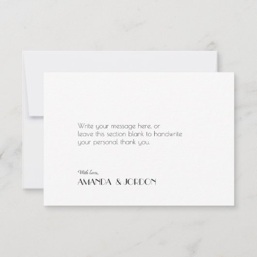 Minimalistische moderne art deco platte foto bruil bedankkaart (Achterkant)