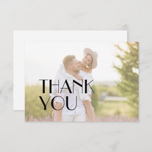 Minimalistische moderne art deco platte foto bruil bedankkaart (Voorkant / Achterkant)