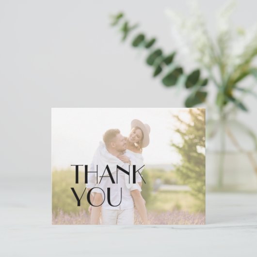 Minimalistische moderne art deco trouwfoto dank u briefkaart (Staand voorkant)