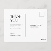 Minimalistische moderne art deco trouwfoto dank u briefkaart (Achterkant)