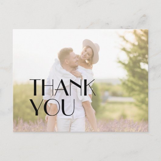 Minimalistische moderne art deco trouwfoto dank u briefkaart (Voorkant)