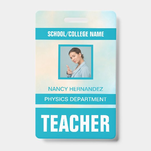 Minimalistische moderne badge met docenten ID kaar (Voorzijde)