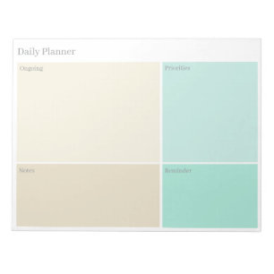 Minimalistische, moderne beige en aqua-blauwe dage notitieblok