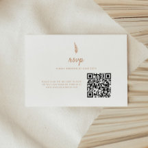 Minimalistische moderne Beige Leaf QR Code Wedding