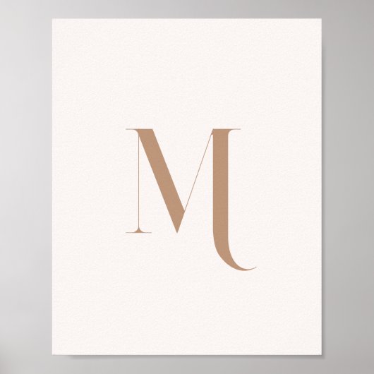 Minimalistische Moderne Beige Monogram Eerste Aang Poster (Voorkant)
