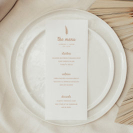 Minimalistische moderne Beige Palm Leaf bruiloft Menu