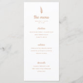 Minimalistische Moderne Beige Palmblad Bruiloft Menu (Voorkant)