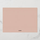 Minimalistische moderne beige roze 1 foto realisti folie feestdagenkaart (Achterkant)