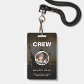 Minimalistische moderne bemanning staf ronde foto badge (Voorzijde met lanyard)
