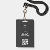 Minimalistische moderne bemanning staf ronde foto badge (Achterkant met lanyard)