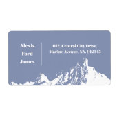 Minimalistische Moderne Berg Blauw Etiket (Voorkant)