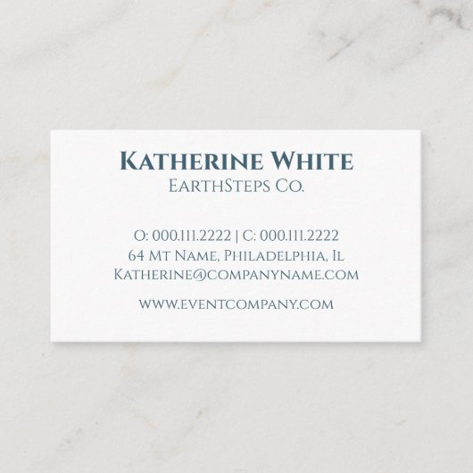 Minimalistische moderne bergwandelen blauw wit visitekaartje (Voorkant)