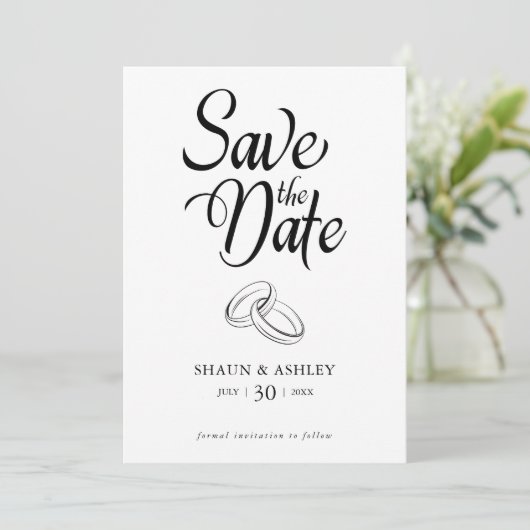 Minimalistische moderne bewaar de datum aankondigi save the date (Staand voorkant)