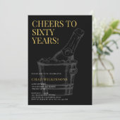 Minimalistische moderne Black Gold foto 60e verjaa Kaart (Staand voorkant)