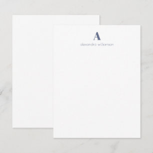 Minimalistische moderne blauwe gepersonaliseerde b notitiekaartje