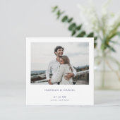 Minimalistische moderne blauwe tekstfoto Sla de da Save The Date (Staand voorkant)