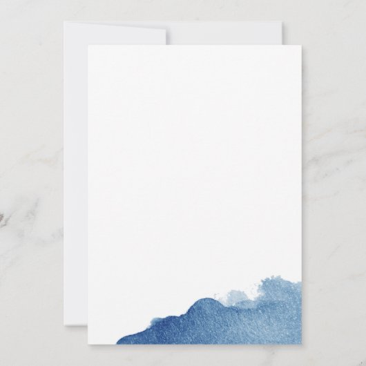 Minimalistische moderne blauwe Waterverf splash Kaart (Achterkant)