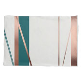 Minimalistische moderne Blauwgroen en koperen Abst Kussensloop (Achterkant-Links)