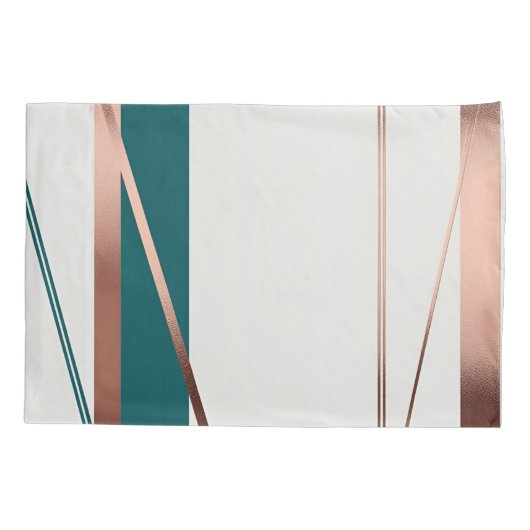 Minimalistische moderne Blauwgroen en koperen Abst Kussensloop (Achterkant-Links)