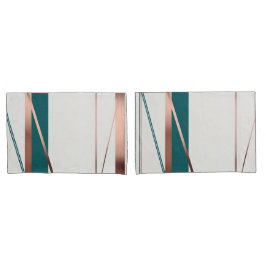 Minimalistische moderne Blauwgroen en koperen Abst Kussensloop