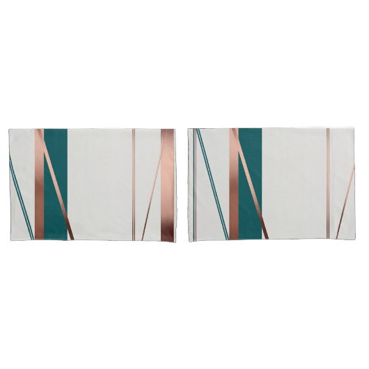 Minimalistische moderne Blauwgroen en koperen Abst Kussensloop (Voorkant-Set)