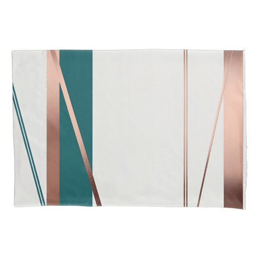 Minimalistische moderne Blauwgroen en koperen Abst Kussensloop (Voorkant-Links)