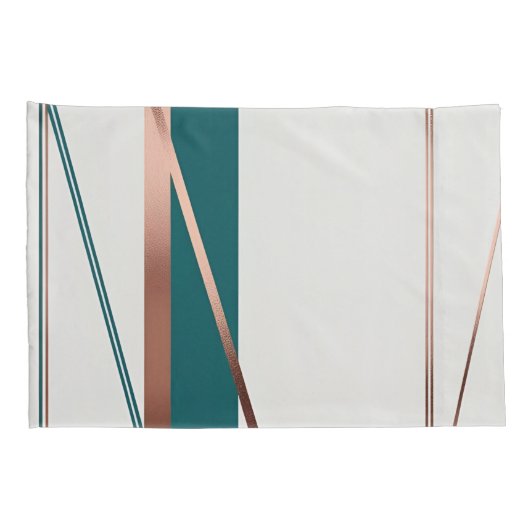 Minimalistische moderne Blauwgroen en koperen Abst Kussensloop (Achterkant-Rechts)