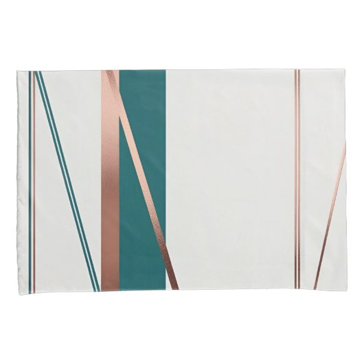 Minimalistische moderne Blauwgroen en koperen Abst Kussensloop (Voorkant-Rechts)