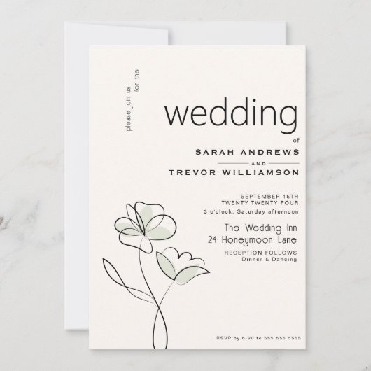 Minimalistische Moderne Bloem Motief Gedempte Sali Kaart (Voorkant)