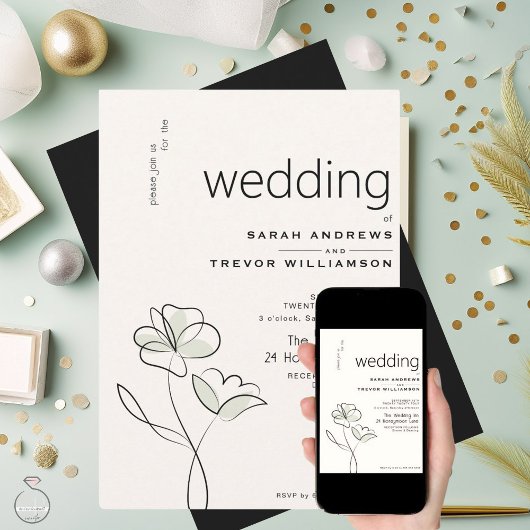 Minimalistische Moderne Bloem Motief Gedempte Sali Kaart