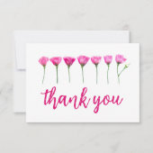 Minimalistische Moderne Bloem Roze Bedankkaart (Voorkant)