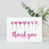 Minimalistische Moderne Bloem Roze Bedankkaart (Staand voorkant)