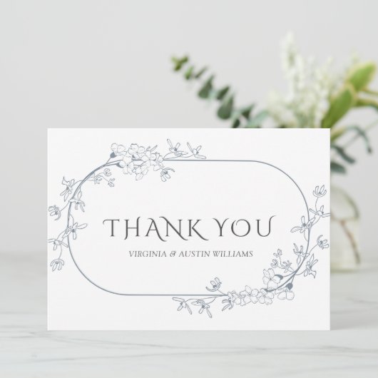 Minimalistische moderne bloemenbruiloft dank u kaa bedankkaart (Staand voorkant)