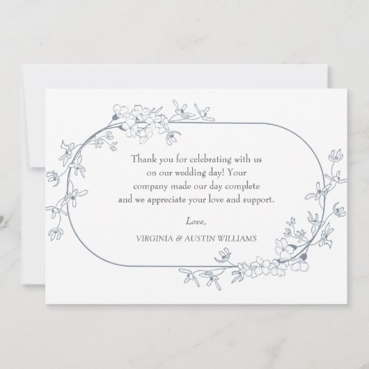Minimalistische moderne bloemenbruiloft dank u kaa bedankkaart (Achterkant)