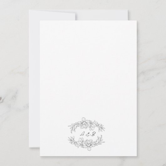 Minimalistische moderne bloemenbruiloft kaart (Achterkant)