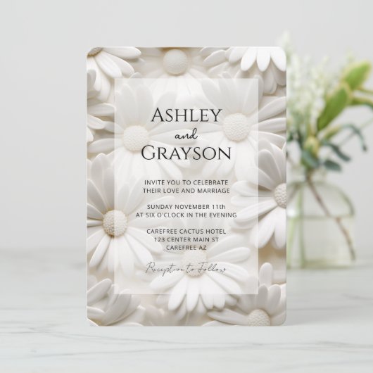 Minimalistische moderne bloemenbruiloft kaart (Staand voorkant)