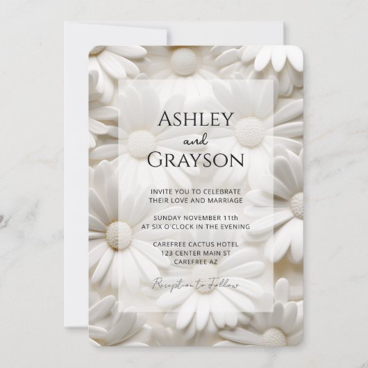 Minimalistische moderne bloemenbruiloft kaart (Voorkant)