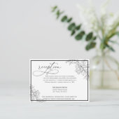 Minimalistische moderne bloemenbruiloft receptie informatiekaartje (Staand voorkant)