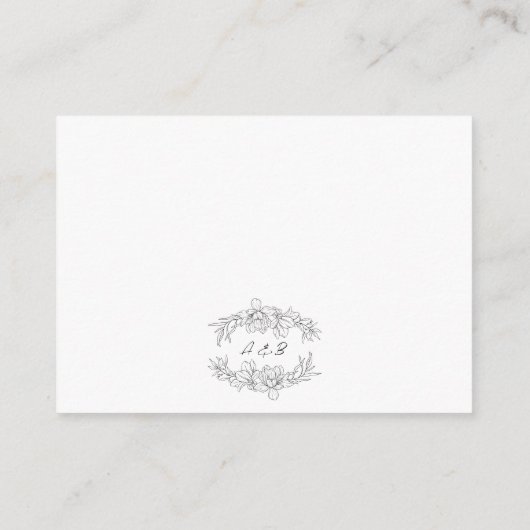 Minimalistische moderne bloemenbruiloft receptie informatiekaartje (Achterkant)