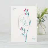 Minimalistische moderne bloemenbruiloft uitnodigin kaart (Staand voorkant)