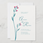 Minimalistische moderne bloemenbruiloft uitnodigin kaart (Achterkant)