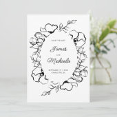 Minimalistische Moderne Bloemenschets Elegante Tro Save The Date (Staand voorkant)