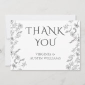 Minimalistische Moderne Bloemige Elegante Trouwdag Bedankkaart (Voorkant)