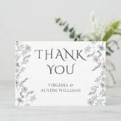 Minimalistische Moderne Bloemige Elegante Trouwdag Bedankkaart (Staand voorkant)