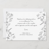 Minimalistische Moderne Bloemige Elegante Trouwdag Bedankkaart (Achterkant)
