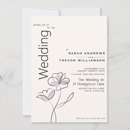 Minimalistische Moderne Bloemige Stof Pluim en Buf Kaart (Voorkant)