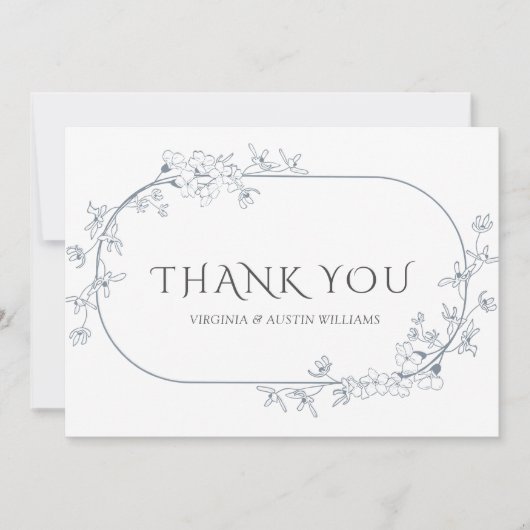 Minimalistische moderne bloemige trouwkaart voor d bedankkaart (Voorkant)