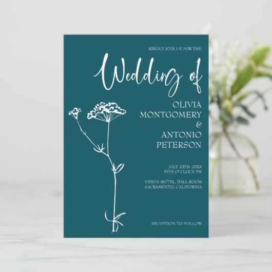 Minimalistische moderne bloemrijke diepe Blauwgroe Kaart (Staand voorkant)